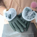 Soft Plain Style fashion real fur gloves